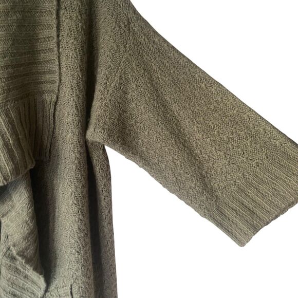 Design History Large Green Chunky Cable Knit Open Front Duster Cardigan Sweater - Picture 4 of 9